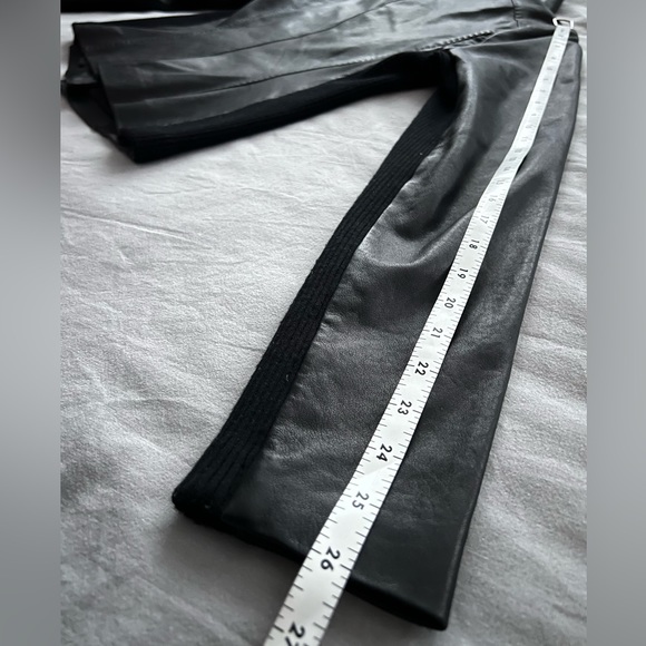 Vince Scuba Leather & Stretch Wool Panel Black Motto Jacket Womens L 8 - Picture 15 of 17